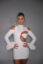Load image into Gallery viewer, MADE TO ORDER: MEGAN Textured Cream Puffball Sleeve Dress
