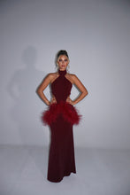 Load image into Gallery viewer, MADE TO ORDER: AZALEA Maxi Feather Skirt (Burgundy Sparkle)
