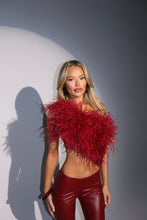 Load image into Gallery viewer, MADE TO ORDER: MAYBELLE Feather Top (Burgundy)
