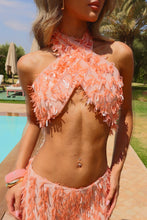Load image into Gallery viewer, INSTOCK: CHER Tassle Sequin Top and Trousers (Peach)
