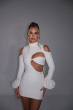 Load image into Gallery viewer, MADE TO ORDER: MEGAN Textured Cream Puffball Sleeve Dress

