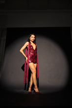 Load image into Gallery viewer, AMALIE Sequin Dress with Bows (Burgandy)
