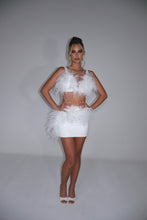 Load image into Gallery viewer, MADE TO ORDER: TATE Faux Leather Bralet with Feather detail (White)
