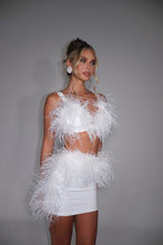 Load image into Gallery viewer, MADE TO ORDER: TATE Faux Leather Feather detailed Skirt (White)
