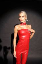 Load image into Gallery viewer, MAYBELLE Faux Leather Longline Top (Red)
